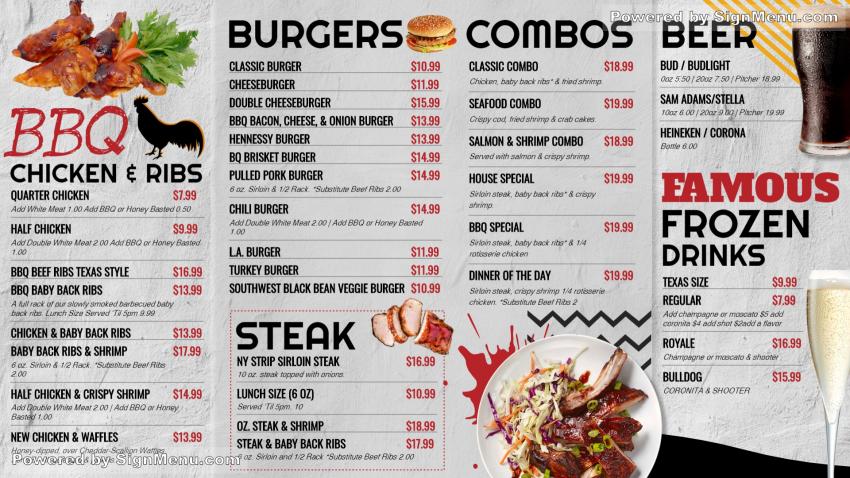 BBQ digital signage menu