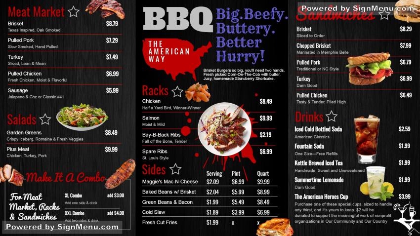 Black BBQ Menu