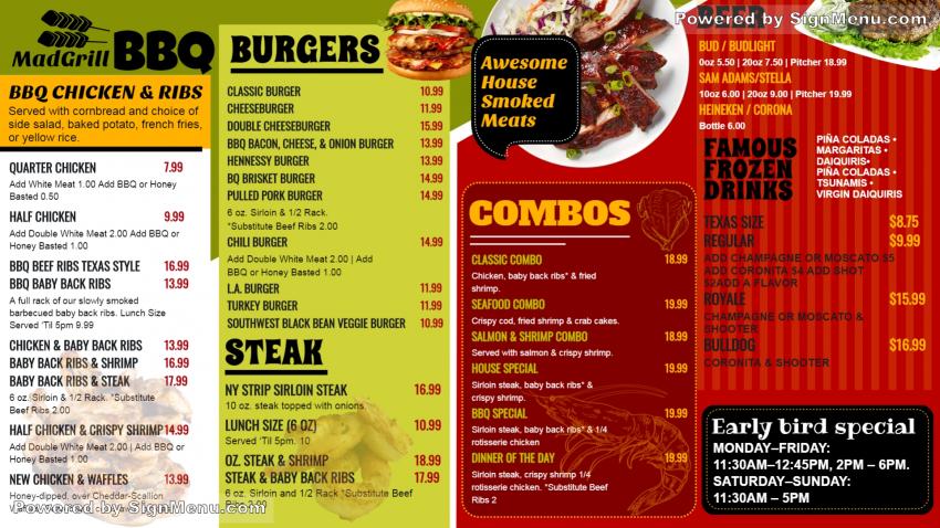 Multicolor BBQ Menu