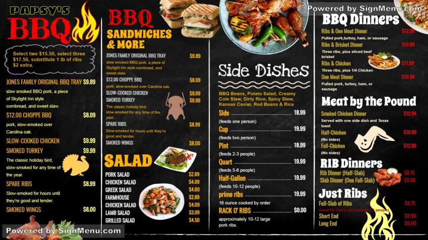 BBQ Menu