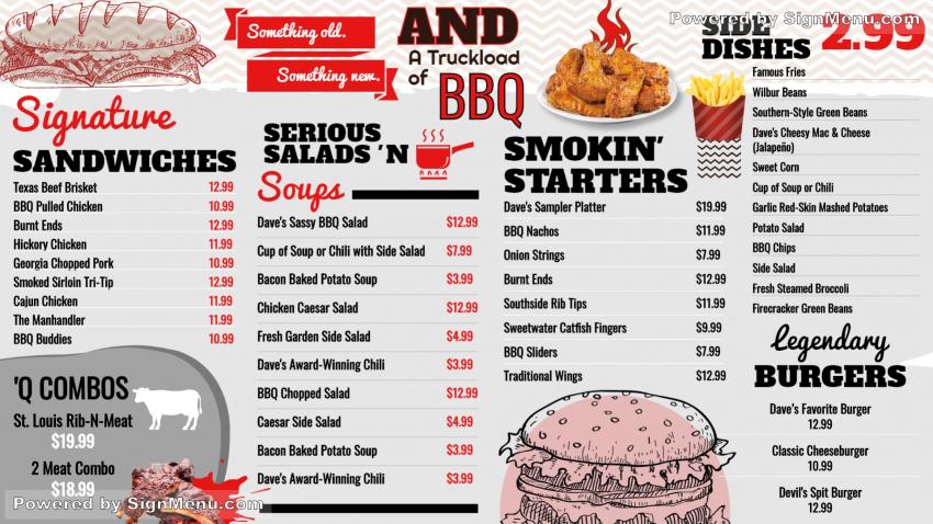 Gray BBQ Menu