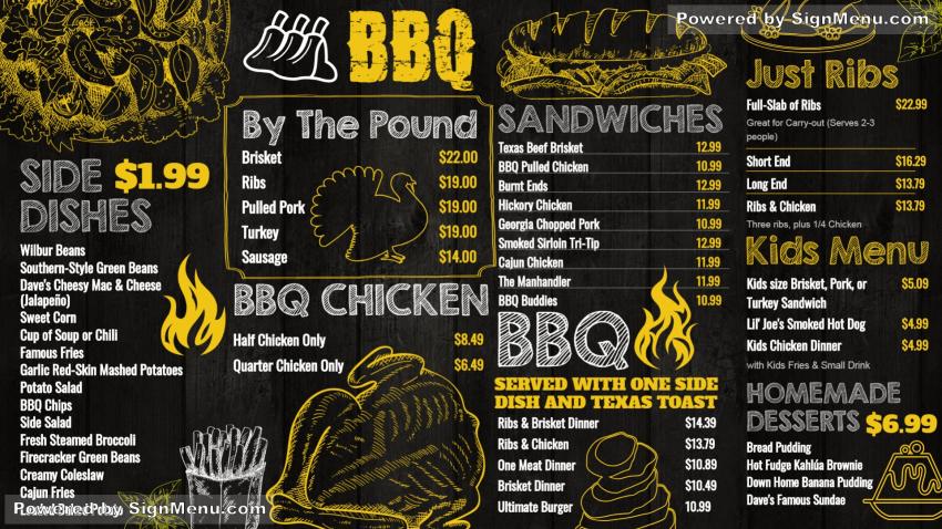 BBQ Chalk Menu