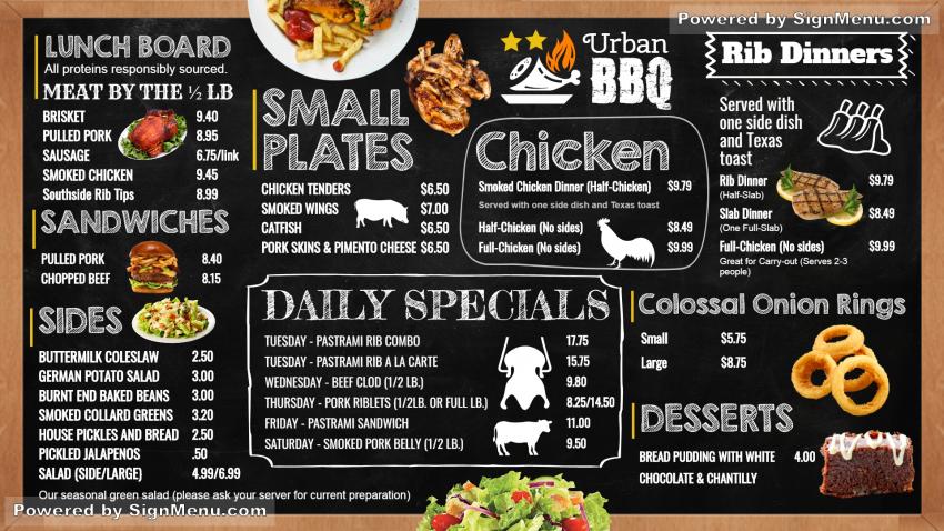 BBQ Chalkboard Menu