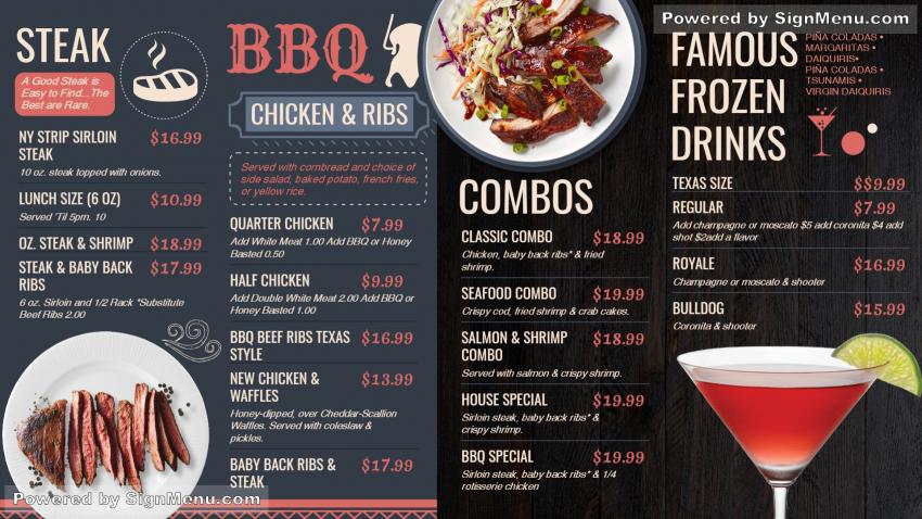 Black BBQ Menu