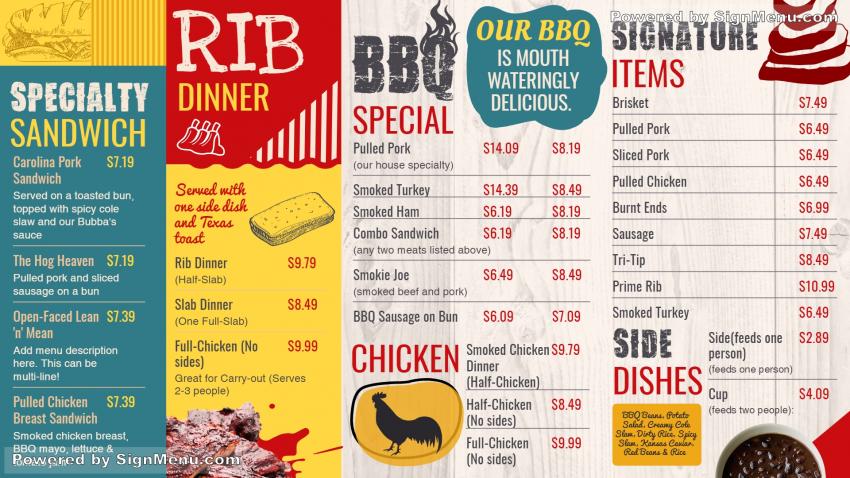 BBQ Menu