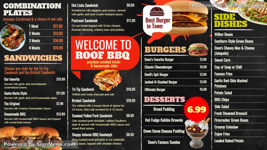 BBQ Signage Menu