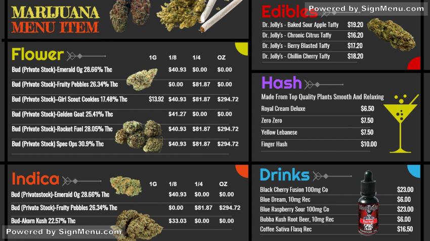 Marijuana menu item