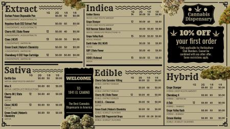 Marijuana menu