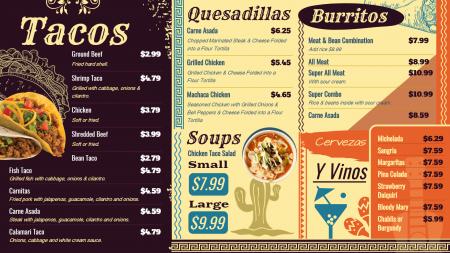 Mexican signage menu