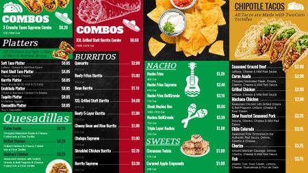 Mexican combo menu