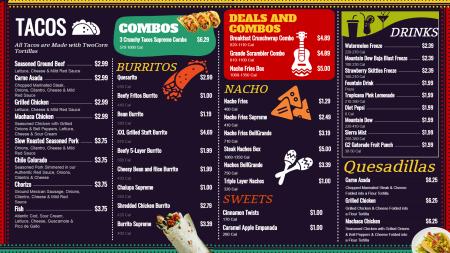 Mexican signage menu