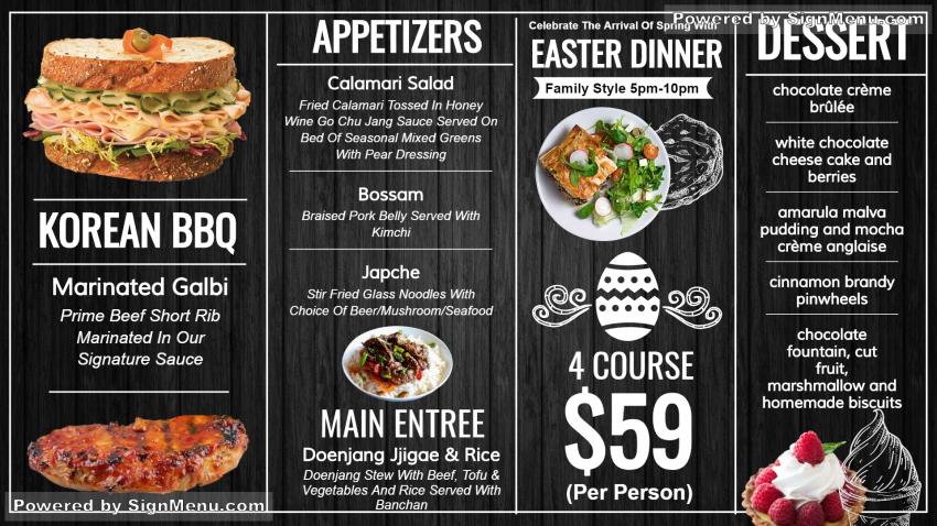 Easter signage menu