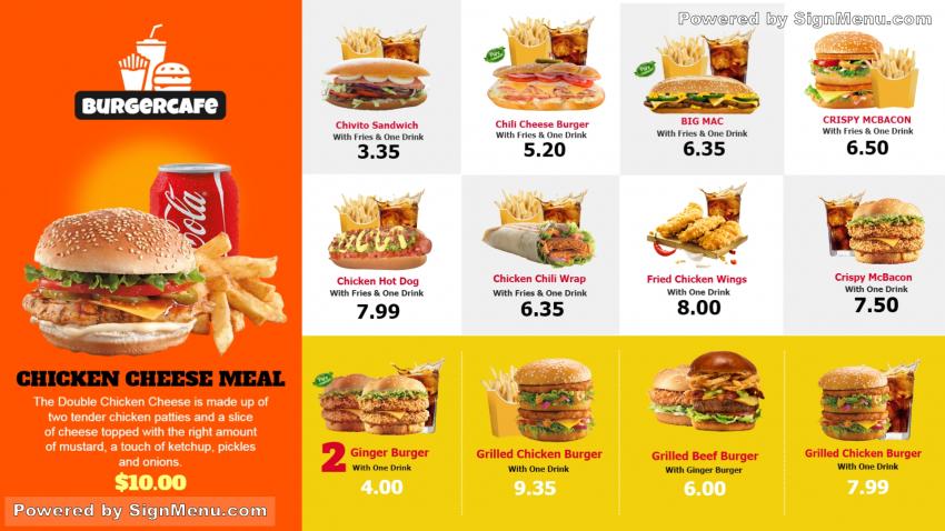 Combo burger menu