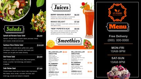 Juice signage menu