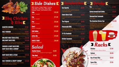 BBQ Restaurant menu