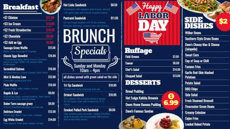 Labor day digital menu