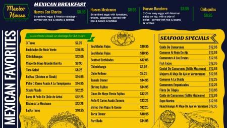 Mexican Breakfast Menu