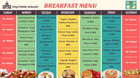 School Menu for Digital Signage