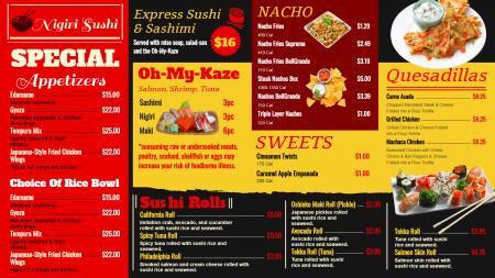 Sushi menu