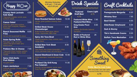 Blue Happy Hour menu