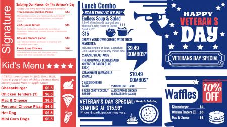 Veterans Day Signage Menu