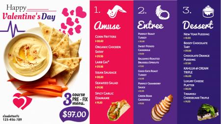 Valentine's day menu