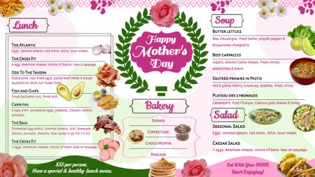 Mother's day signage menu