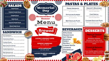 Memorial day menu