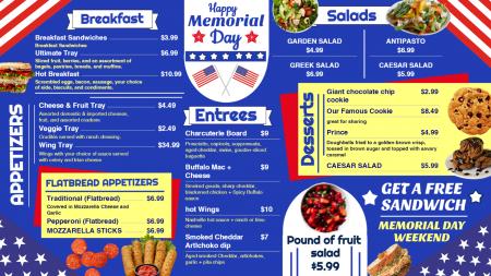 Memorial Day Signage Menu