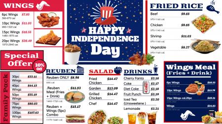 Independence Day Signage Menu