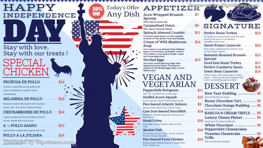 Independence Day Menu Design