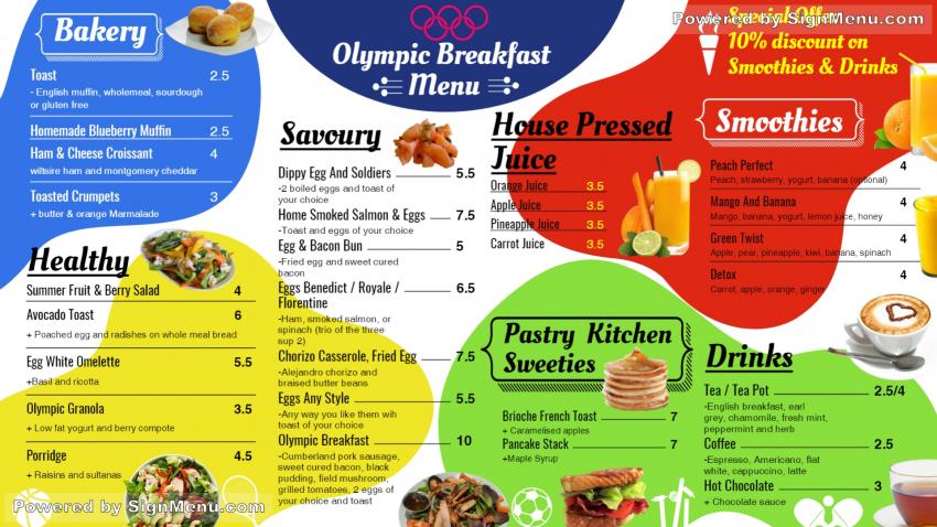 Olympics Menu