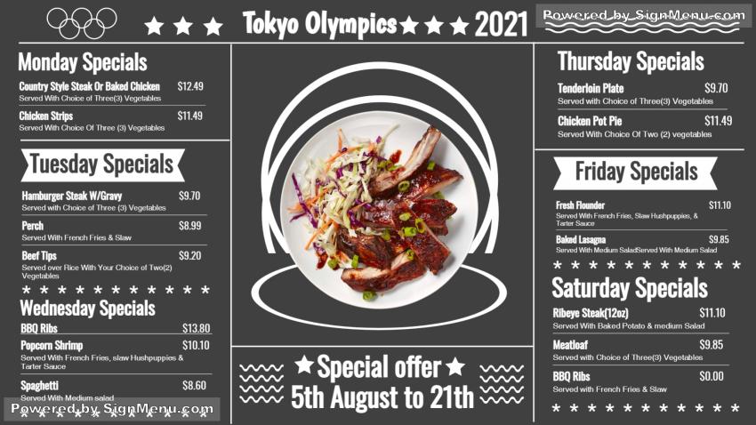 Chalkboard Olympics Menu