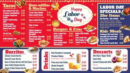 Labor day Signage Menu