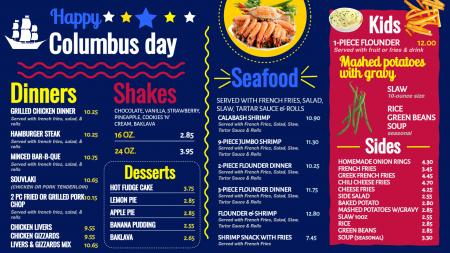 Columbus day menu design