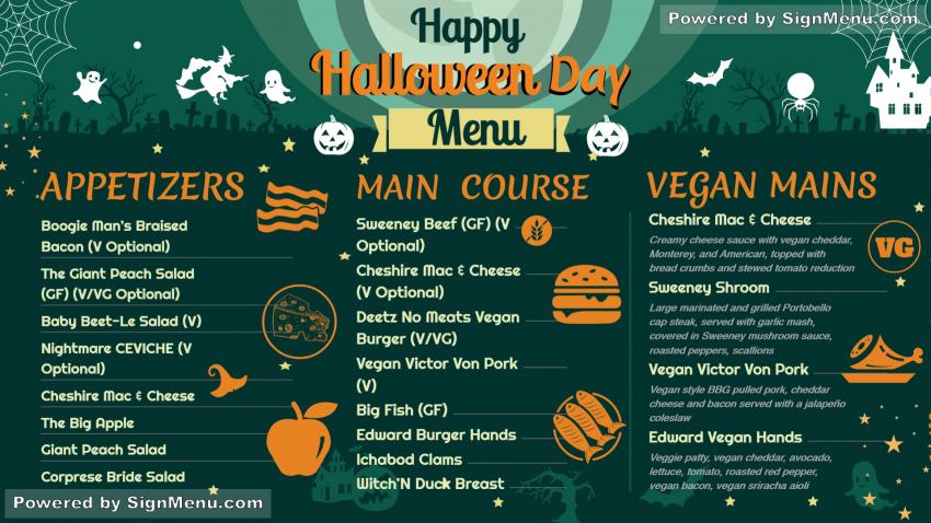 Halloween day menu design