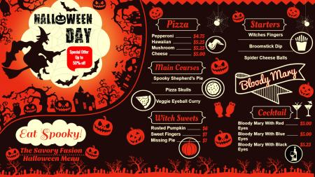 Halloween day festival menu