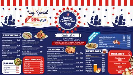 Columbus day menu design