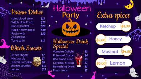 Halloween menu