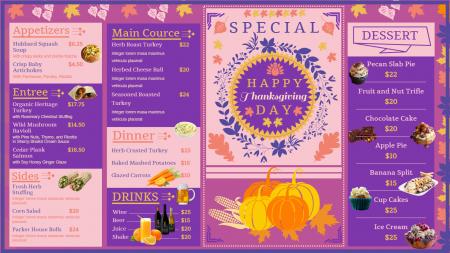 Thanksgiving day menu design