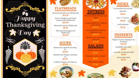 Thanksgiving day menu