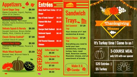 Thanksgiving signage menu