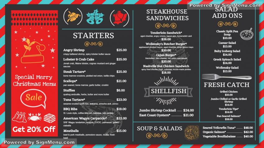 Christmas signage menu