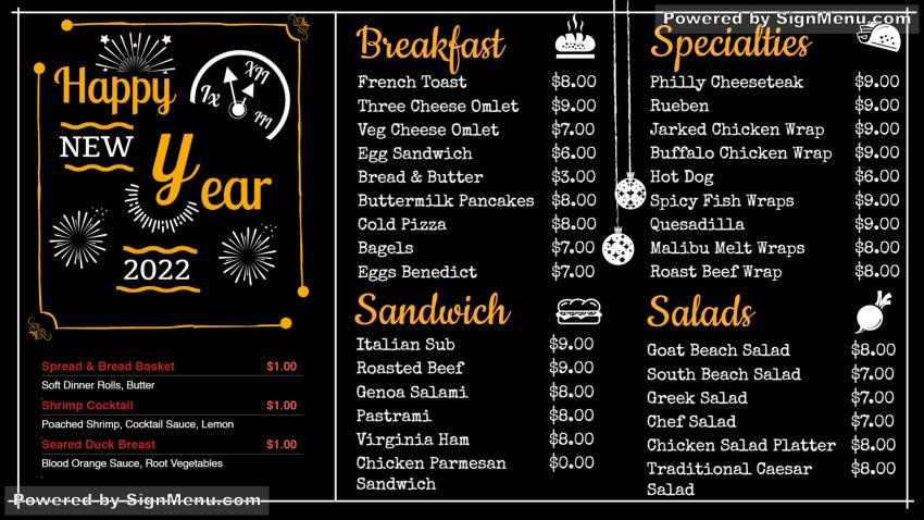 New Year Menu Design