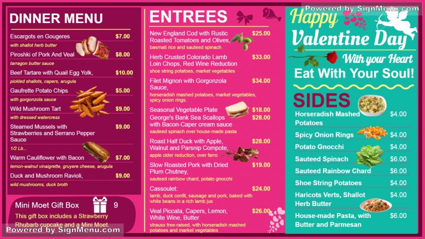 Valentine's Day Menu Design