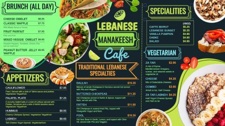 Lebanese Menu Design for Digital Signage