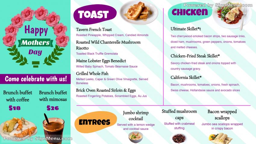 Mother's Day Signage Menu