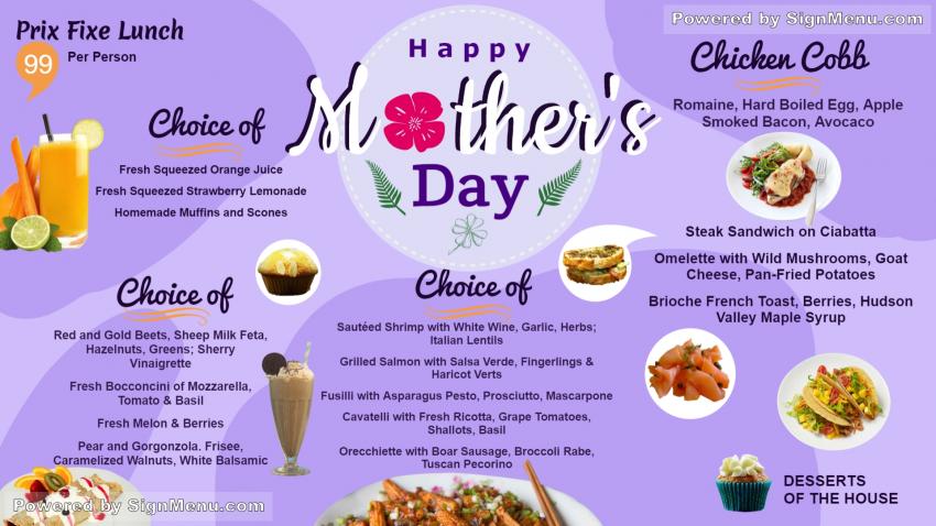 Mother's Day Menu