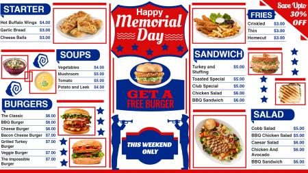 Memorial Day menu design