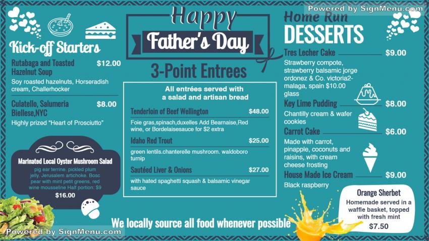 Father's day menu design